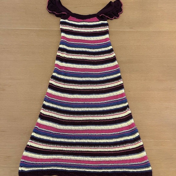 Women's Zara Special Edition Size S Crochet Knit Striped Maxi Dress NWT New - Picture 2 of 10